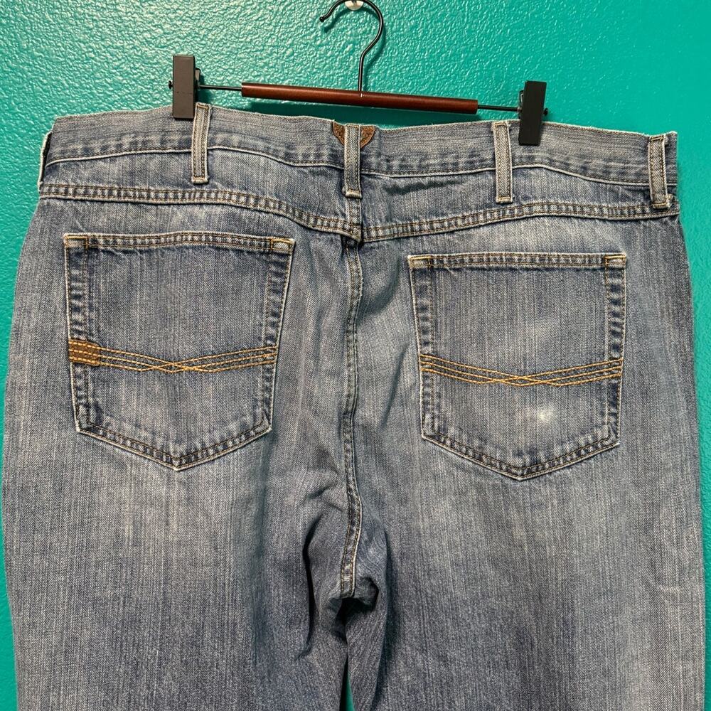 Ariat Low Rise Boot Cut Medium Wash Brown Accent Men's Jeans 40/30 - Picture 6 of 11
